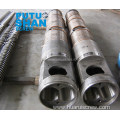 Conical twin screw and barrel for extruder machine